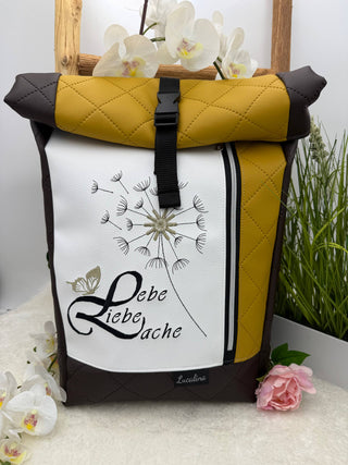 Rolltop Rucksack Lebe Liebe Lache